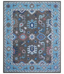 Traditional Style Gray And Blue Hand Tufted Wool Rug