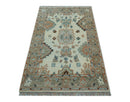 Traditional Turkish Design Beige 4x6 Hand knotted Wool Area Rug
