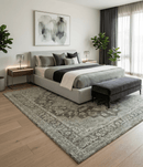 Beige and Brown Traditional Turkish Wool Area Rug - Hand Knotted