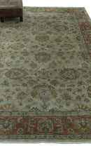 Traditional Turkish Design Beige And Rust 6x9 Hand Knotted Wool Area Rug