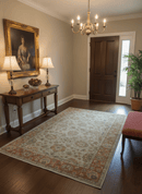 Traditional Turkish Design Beige And Rust 6x9 Hand Knotted Wool Area Rug