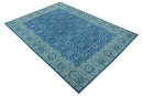 Traditional Turkish Design Blue 10x14 Hand Knotted Wool Area Rug