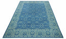 Traditional Turkish Design Blue 10x14 Hand Knotted Wool Area Rug