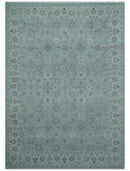 Traditional Turkish Design Blue And Beige 10x14 Hand Knotted Wool Area Rug