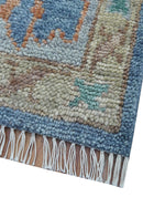 Traditional Turkish Design Blue And Beige 8x10 Hand knotted Wool Area Rug