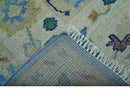 Traditional Turkish Design Blue And Ivory 8x10 Hand knotted Wool Rug