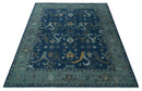 Traditional Turkish Design Hand Knotted Oriental Oushak Blue and Aqua Wool Area Rug