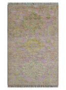 Traditional Turkish Design Pink Hand Knotted 3X5 Wool Rug