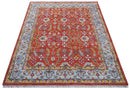 Traditional Turkish Design Rust And Blue Hand Knotted Wool Rug by The Rug Decor