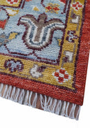 Traditional Turkish Design Rust And Blue Hand Knotted Wool Rug by The Rug Decor