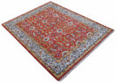 Traditional Turkish Design Rust And Blue Hand Knotted Wool Rug by The Rug Decor