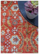 Traditional Turkish Design Rust And Blue Hand Knotted Wool Rug by The Rug Decor