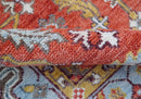 Traditional Turkish Design Rust And Blue Hand Knotted Wool Rug by The Rug Decor