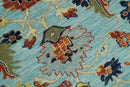 Traditional Turkish Knot Fine Blue And Rust Hand knotted Wool Area Rug