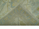Traditional Turkish Oushak Design Beige And Blue Hand Knotted 12.4x15 Wool Area Rug