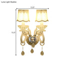 GobekUsa Traditional White Candle Wall Lamp with Clear Crystal Accent and Scalloped Fabric Shade
