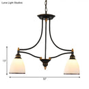 GobekUsa Traditional White Glass Barrel Pendant Light with 2 Lights - Black Island Hanging Lamp