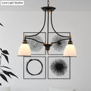 GobekUsa Traditional White Glass Barrel Pendant Light with 2 Lights - Black Island Hanging Lamp