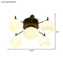 GobekUsa Semi Mount Bubble Shade Living Room Ceiling Light - Traditional White Glass with 5/7 Lights - Black