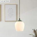GobekUsa Traditional White Glass Pendant Lamp with Ceramic Top for Restaurants - Tulip/Bell Style