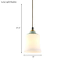 GobekUsa Traditional White Glass Pendant Lamp with Ceramic Top for Restaurants - Tulip/Bell Style