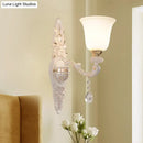 GobekUsa Traditional Indoor Wall Lamp Fixture with Up Bell Shade White Glass - 1 Bulb Wall Lighting