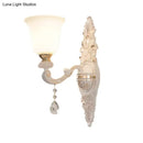GobekUsa Traditional Indoor Wall Lamp Fixture with Up Bell Shade White Glass - 1 Bulb Wall Lighting