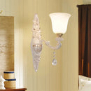 GobekUsa Traditional Indoor Wall Lamp Fixture with Up Bell Shade White Glass - 1 Bulb Wall Lighting