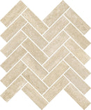 Trail Vein Cut Beige Herringbone Travertine Look Porcelain Mosaics 12x12