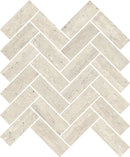Trail Vein Cut Pearl Herringbone Travertine Look Porcelain Mosaics 12x12
