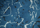 Transitional 7x10 Ivory, Blue and Black Modern Abstract Hand knotted Wool Area Rug by The Rug Decor