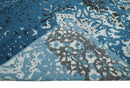 Transitional 7x10 Ivory, Blue and Black Modern Abstract Hand knotted Wool Area Rug by The Rug Decor
