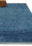 Transitional 8x11 Ivory and Blue Modern Abstract Hand knotted Wool and Art Silk Area Rug by The Rug Decor