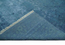 Transitional 8x11 Ivory and Blue Modern Abstract Hand knotted Wool and Art Silk Area Rug by The Rug Decor
