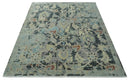 Transitional 9x12 Hand Knotted Silver, Charcoal and Beige Wool Area Rug by The Rug Decor