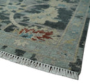 Transitional 9x12 Hand Knotted Silver, Charcoal and Beige Wool Area Rug by The Rug Decor