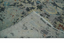 Transitional 9x12 Hand Knotted Silver, Charcoal and Beige Wool Area Rug by The Rug Decor