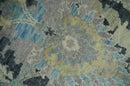 Transitional 9x12 Hand Knotted Silver, Charcoal and Beige Wool Area Rug by The Rug Decor