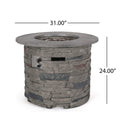 Alora 32" Transitional Outdoor Concrete Round Propane Fire Pit Table, Gray (SAK48268)