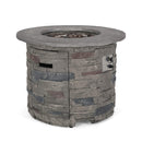 Alora 32" Transitional Outdoor Concrete Round Propane Fire Pit Table, Gray (SAK48268)
