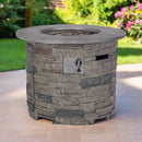 Alora 32" Transitional Outdoor Concrete Round Propane Fire Pit Table, Gray (SAK48268)