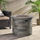 Alora 32" Transitional Outdoor Concrete Round Propane Fire Pit Table, Gray (SAK48268)