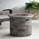 Alora 32" Transitional Outdoor Concrete Round Propane Fire Pit Table, Gray (SAK48268)