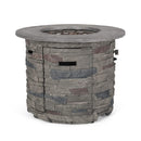Alora 32" Transitional Outdoor Concrete Round Propane Fire Pit Table, Gray (SAK48268)