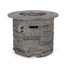 Alora 32" Transitional Outdoor Concrete Round Propane Fire Pit Table, Gray (SAK48268)