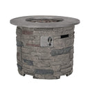 Alora 32" Transitional Outdoor Concrete Round Propane Fire Pit Table, Gray (SAK48268)