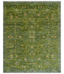Transitional Design Green And Blue Hand Knotted Custom Made Wool Rug by The Rug Decor