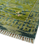 Transitional Design Green And Blue Hand Knotted Custom Made Wool Rug by The Rug Decor
