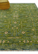Transitional Design Green And Blue Hand Knotted Custom Made Wool Rug by The Rug Decor