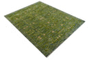 Transitional Design Green And Blue Hand Knotted Custom Made Wool Rug by The Rug Decor